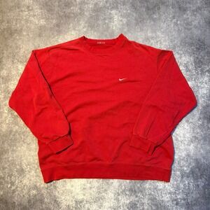 Vintage Nike Red Mini Swoosh Crewneck Sweatshirt Men's Vintage